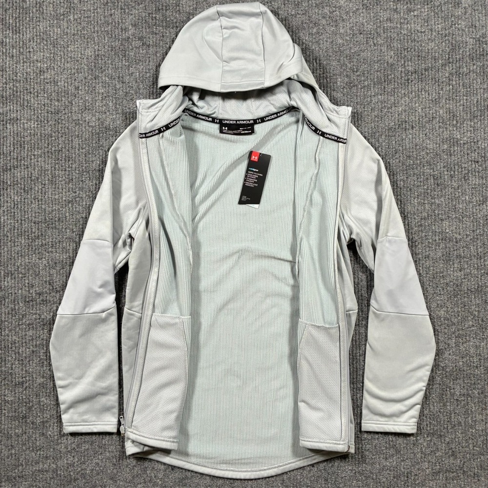 Under Armour ColdGear Women Jacket Hooded S Full Zip Gray Athletic Loose Fit NWT